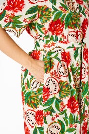 The Alysha Midi Dress — Red Fruit Print