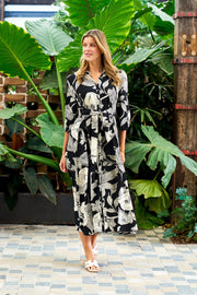 HATFIELD MIDI DRESS-C25402601-BLACK FLORAL