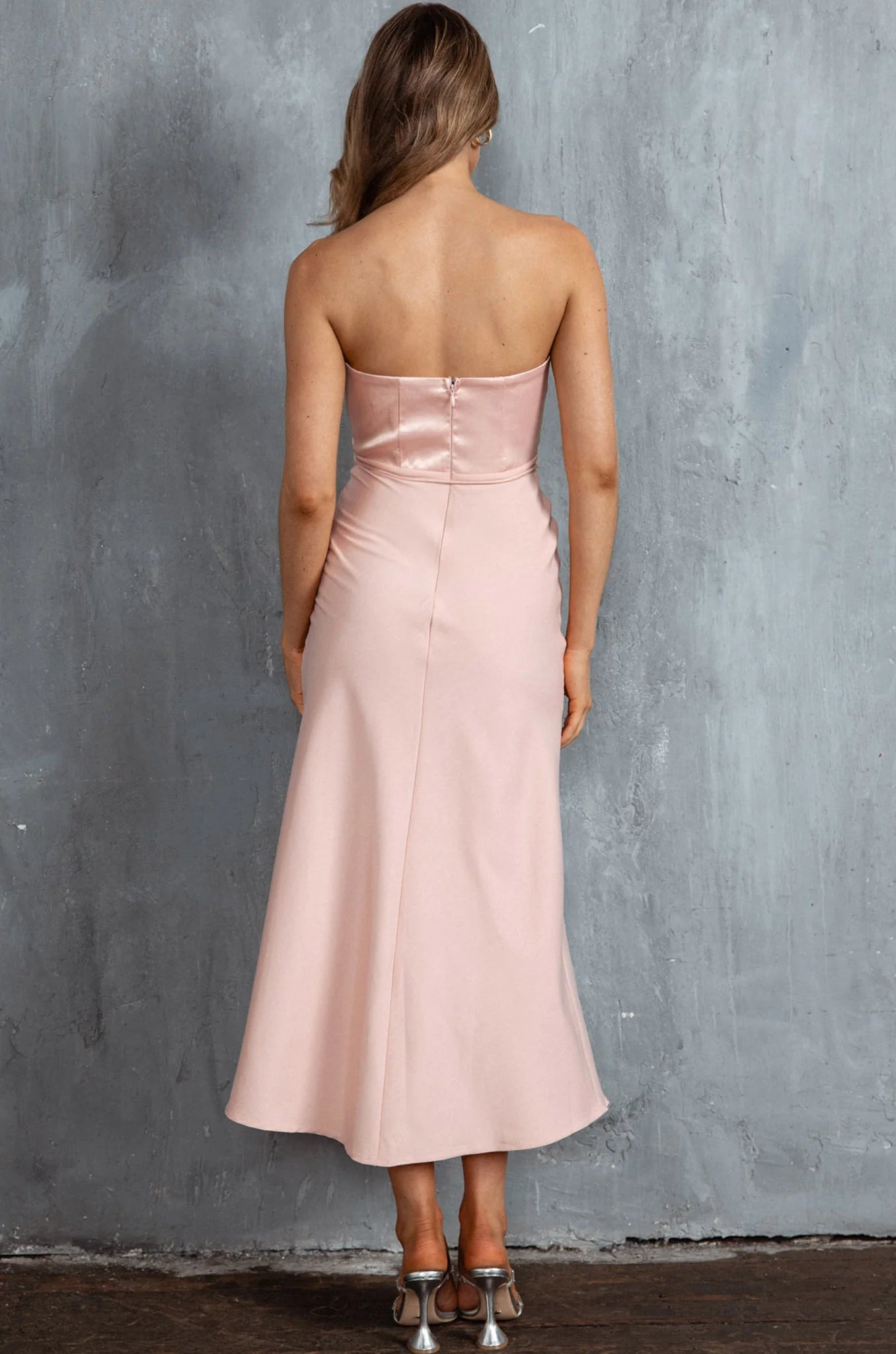 Rosabelle Strapless Midi Dress – Blush