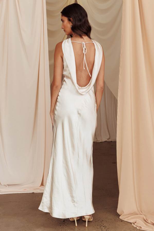 Cowl Back Maxi Dress Champagne