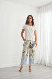 Caju Womens Round Neck Tee w/Hand Stitchwork - CZ1201 - Honeydew