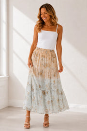 Floral Foil Tiered Skirt - CZ1216