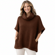 Italian Knit Poncho - Chocolate