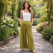 6571 ITALIAN LINEN PANT WITH ELASTIC WAIST