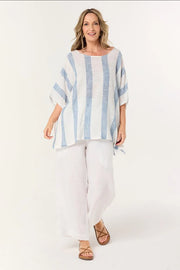 Cherry Oversized Top in Blue Stripe