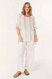 Cherry Oversized Top in Natural Stripe
