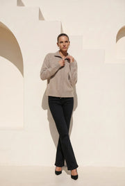 VALERIAN WOOL ZIP CARDIGAN- OATMEAL