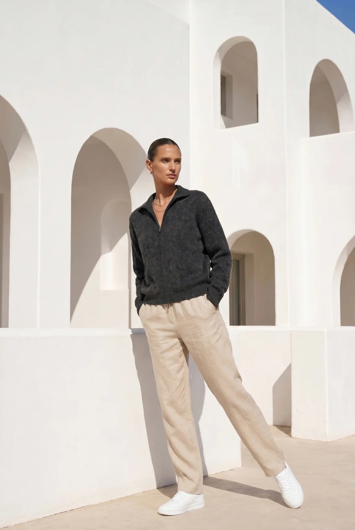 VALERIAN WOOL ZIP CARDIGAN- GRAY QUILL