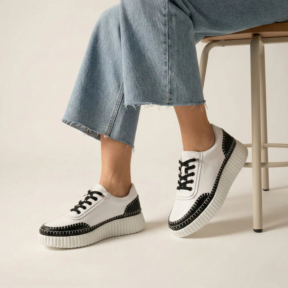 Noa Black Whipstitch Platform Sneaker