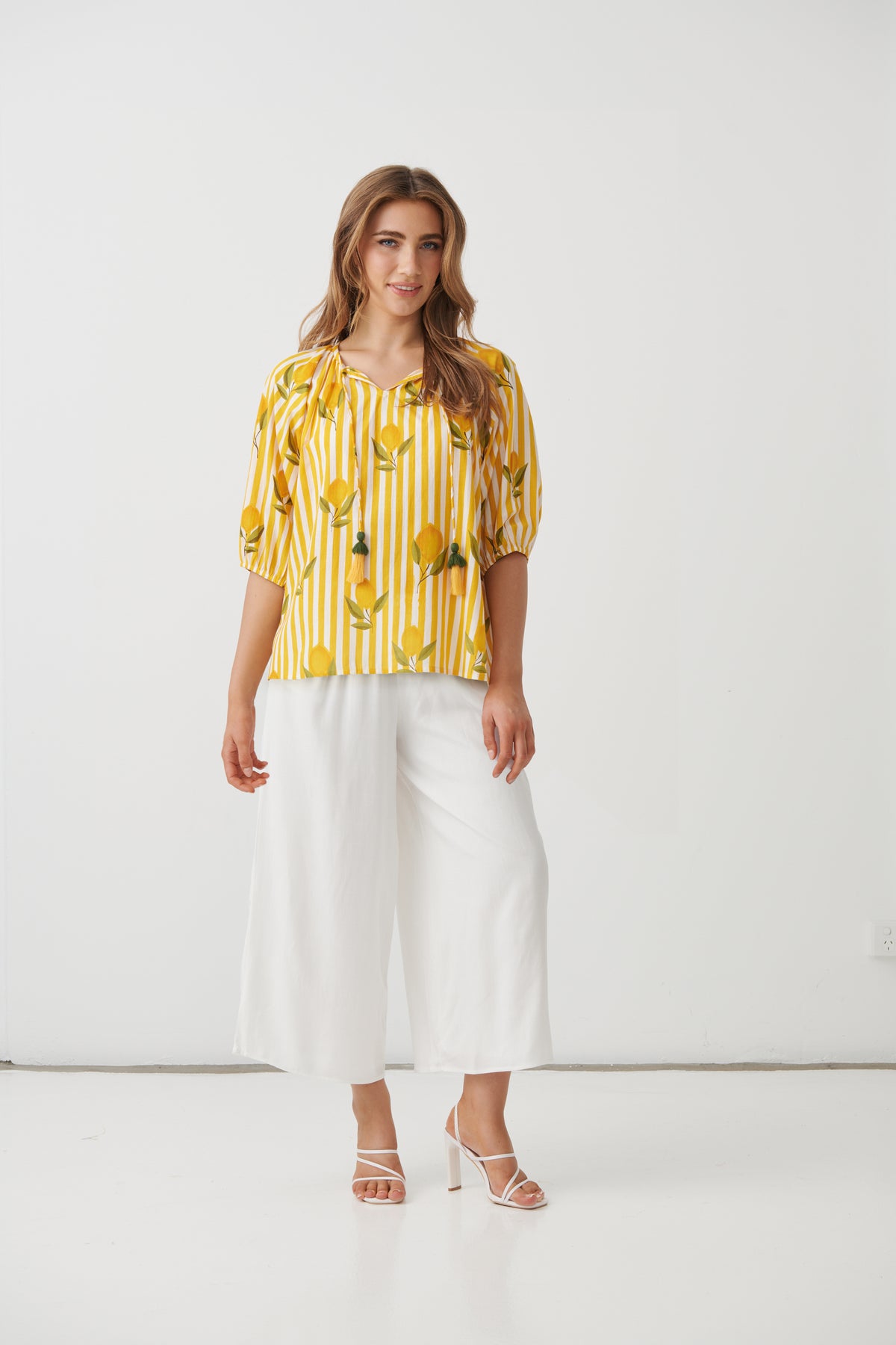Limoncello Blouse with 2 tone Tassels