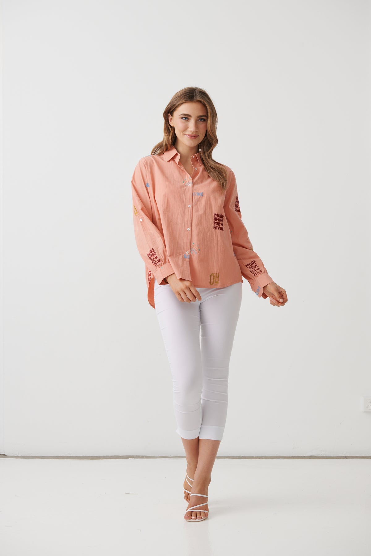More Amore Collared Shirt in Peach