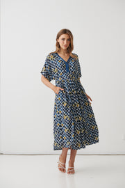 Printed Dress With Sequins and Belt