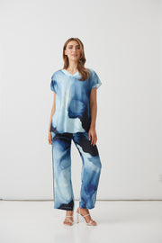 Desert Mirage Blouse with V Neck - Blue