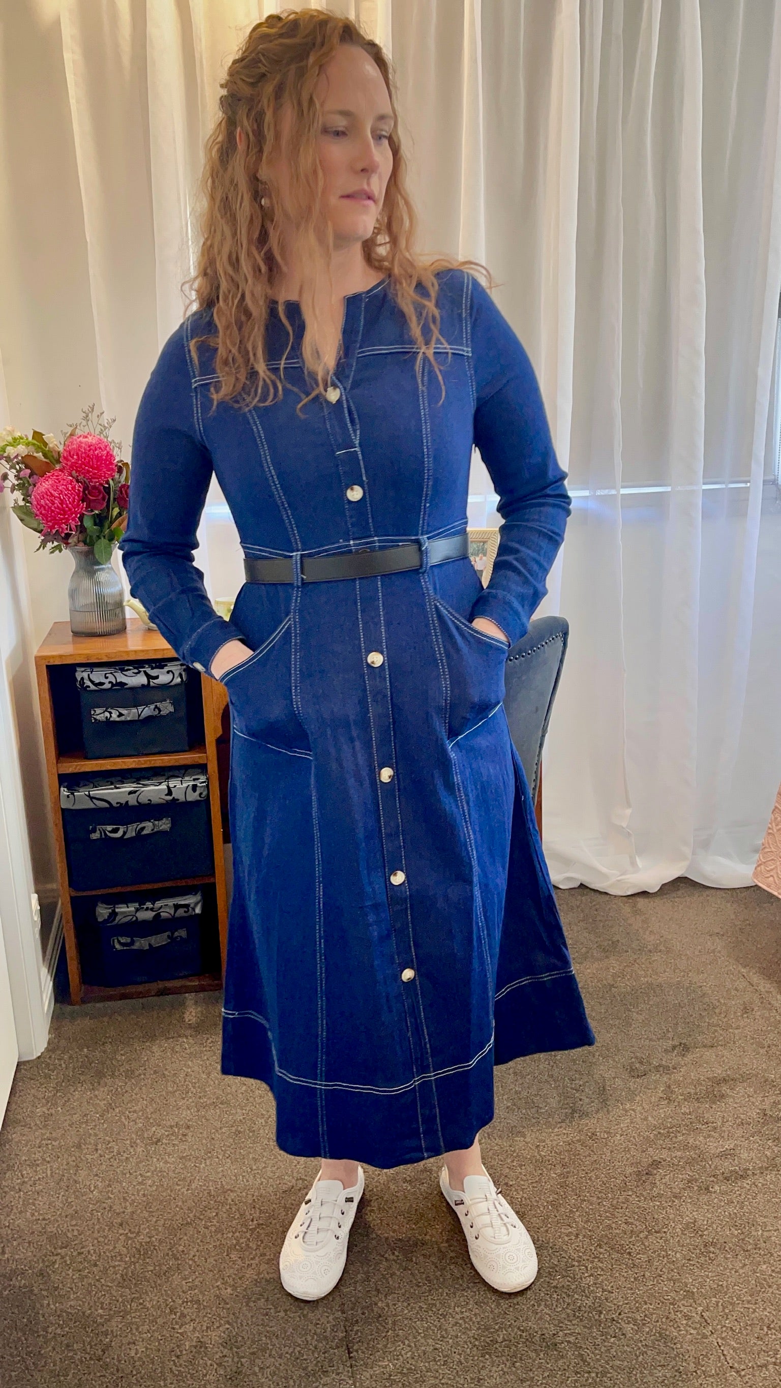 Valencia Button-Front Denim Midi Dress – Indigo