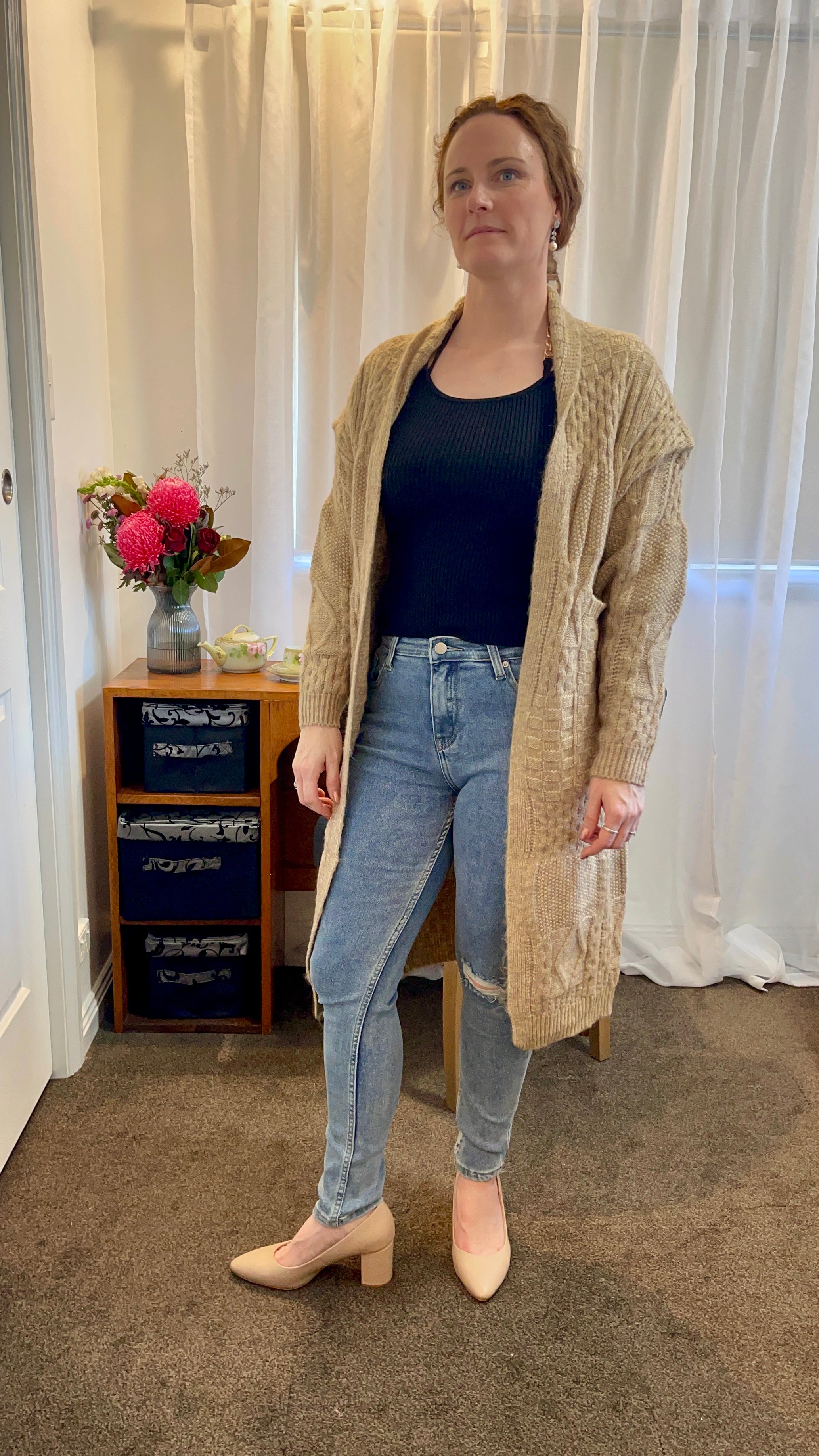 Mocha Cable Knit Cardigan