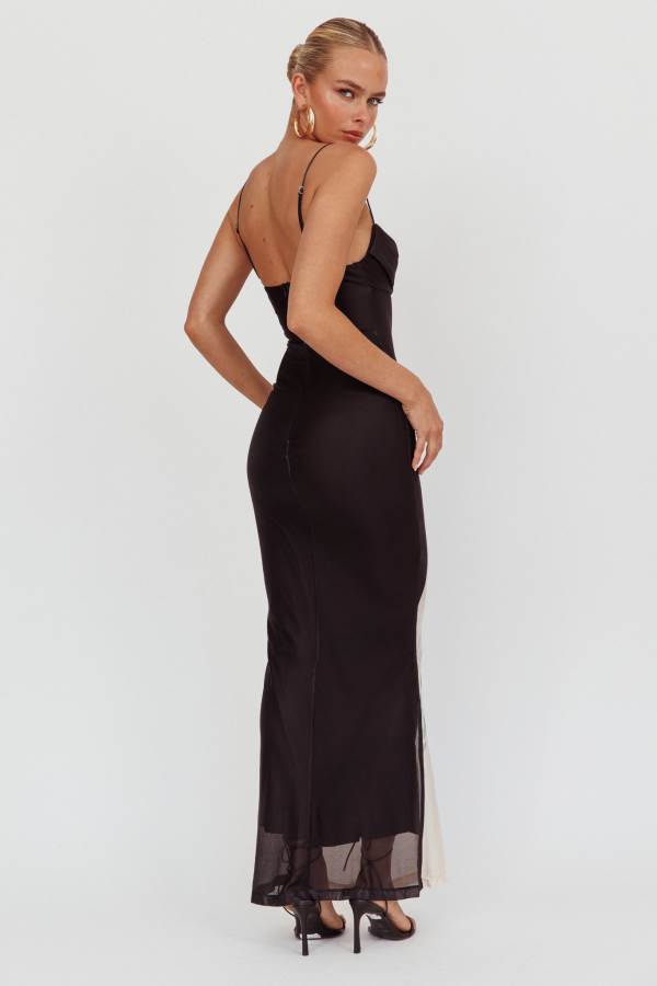 Black Orchid Sheer Panel Maxi Dress