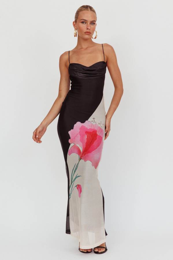 Black Orchid Sheer Panel Maxi Dress