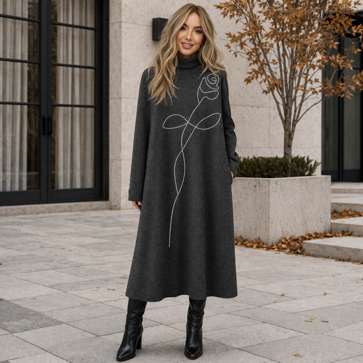 Italian Made Sweater Dress - Grey
