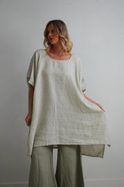 Maria Oversized Short Kaftan Desert Sage Stripe