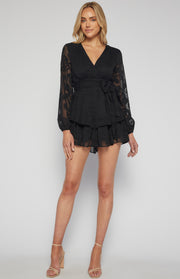 Chiffon Floral Burnout Playsuit with Ruffle Hem