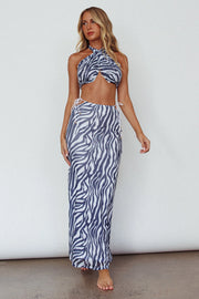 Zahara Mesh Two-Piece Set – Navy Zebra