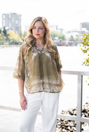 Olive Peacock Blouse