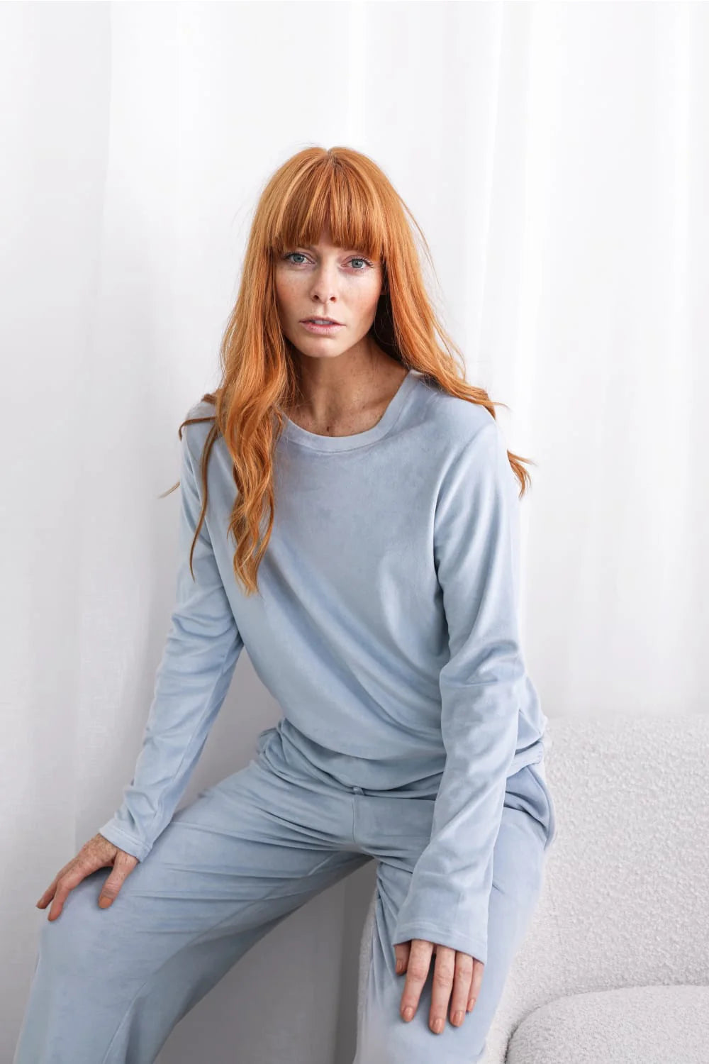 Thea Velour Long Lounge - Blue