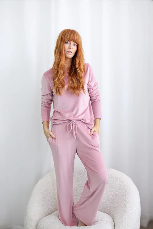 Thea Velour Long Lounge - Pink