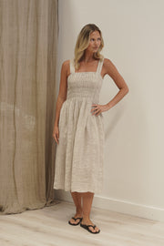 Vestito Shirred Dress Oat Combo - Rustic Linen