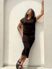 Astrid Chocolate Cotton Yarn Top