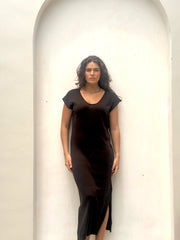 Bea Chocolate Cotton Yarn Maxi Dress