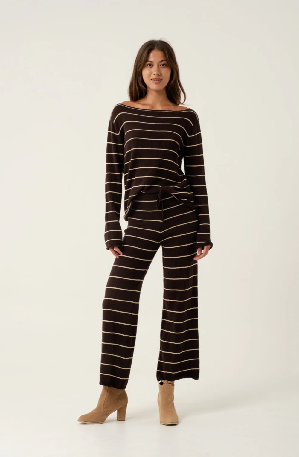 Yuri Chocolate Stripe Cotton Pants