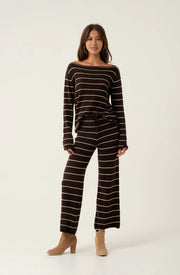 Yuri Chocolate Stripe Cotton Pants