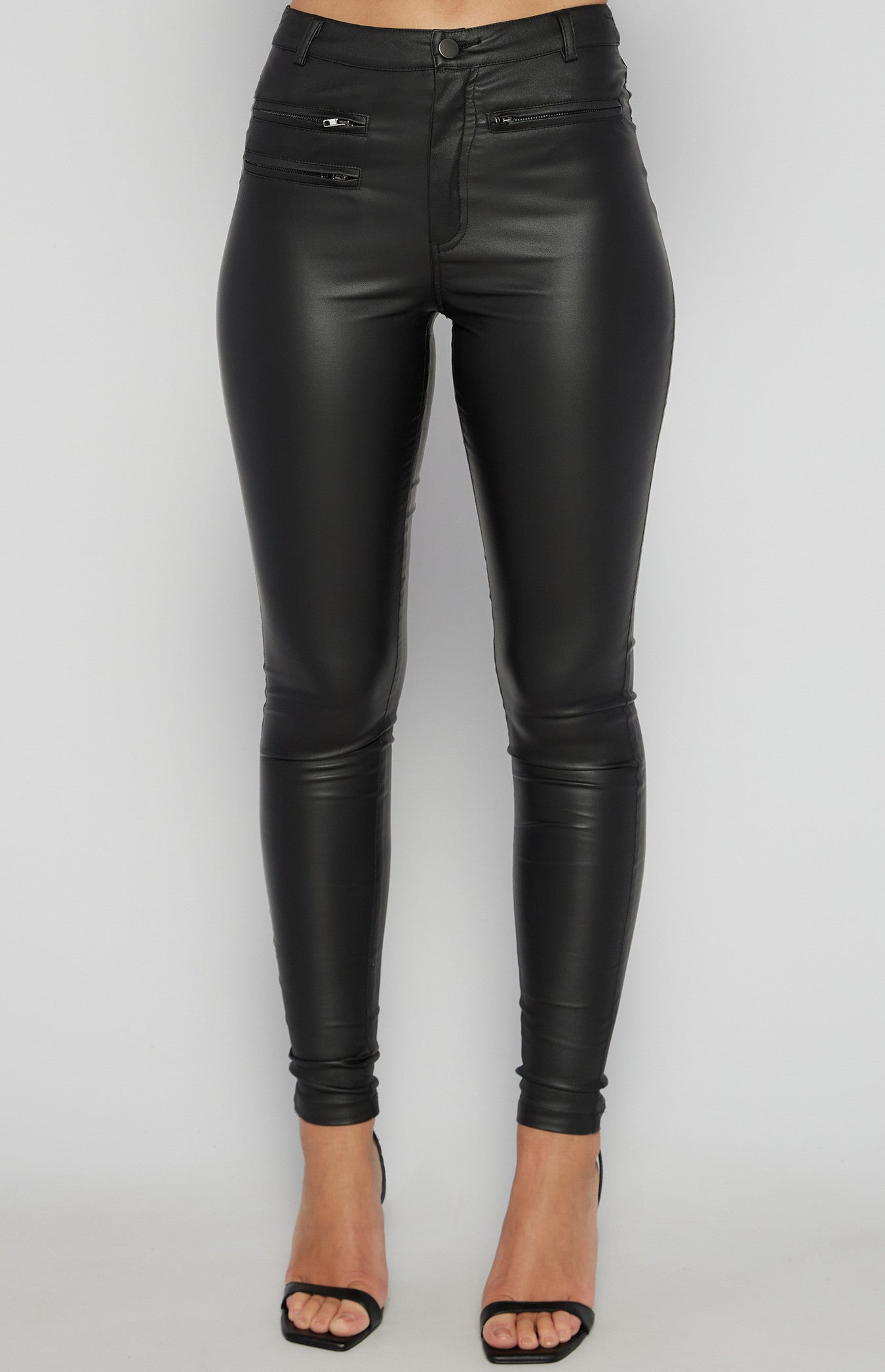 Textured Skinny Jeans with Zip Details