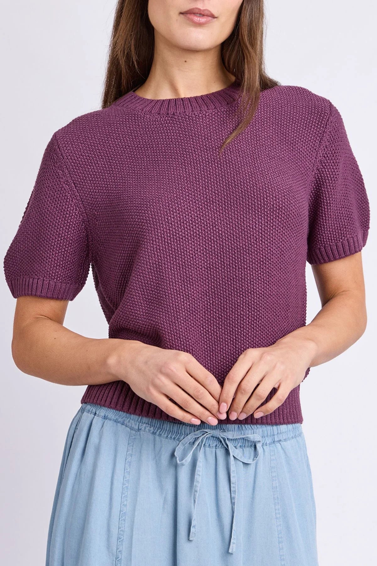 Blair Short Sleeve Knit - Plum