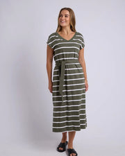 Casey Strip Dress - Khaki
