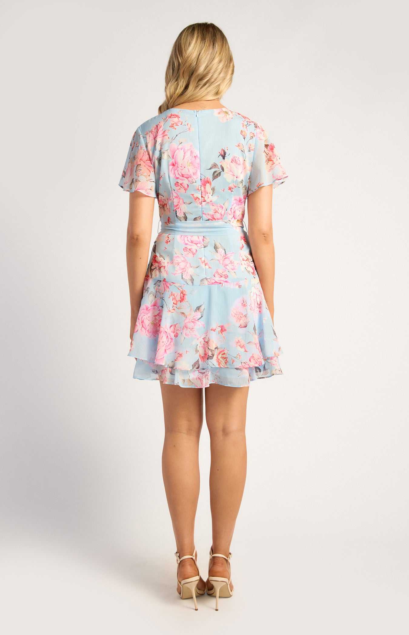 Floral Chiffon Dress With Ruffle Detailed Hem