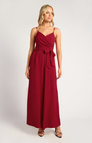 Gold Chain Detail Pleated Front Jumpsuit