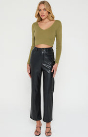 V Neckline Long Sleeve Basic Knit