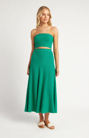 Wide Rib Knit Set with Strapless Top and Skirt