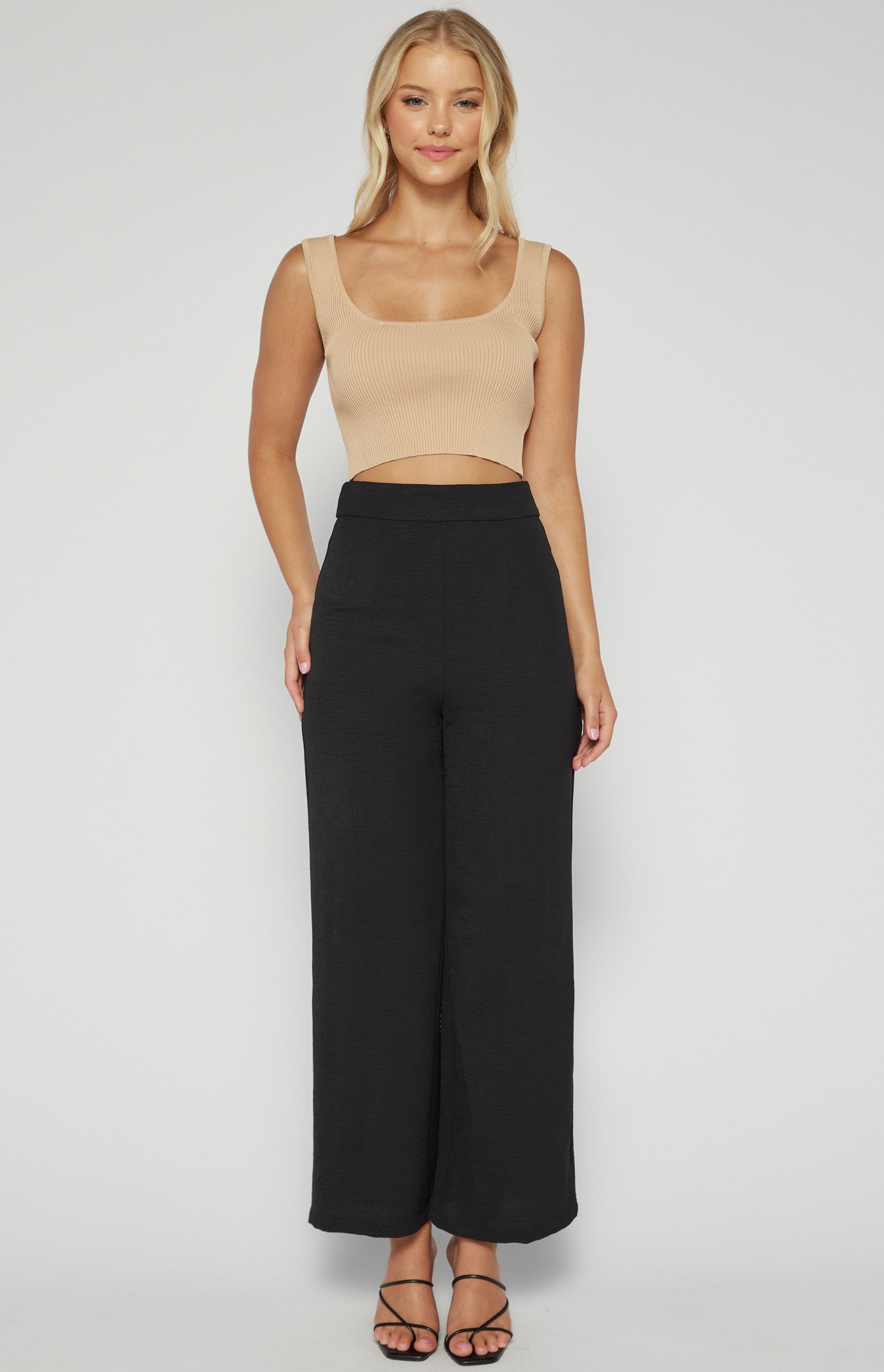 Textured Wide Leg Pants