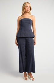 Pin Stripe Peplum Top And Pants Set