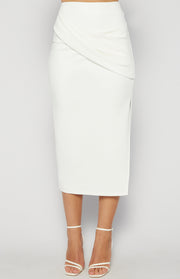 Front Twist Feature Stretch Midi Skirt