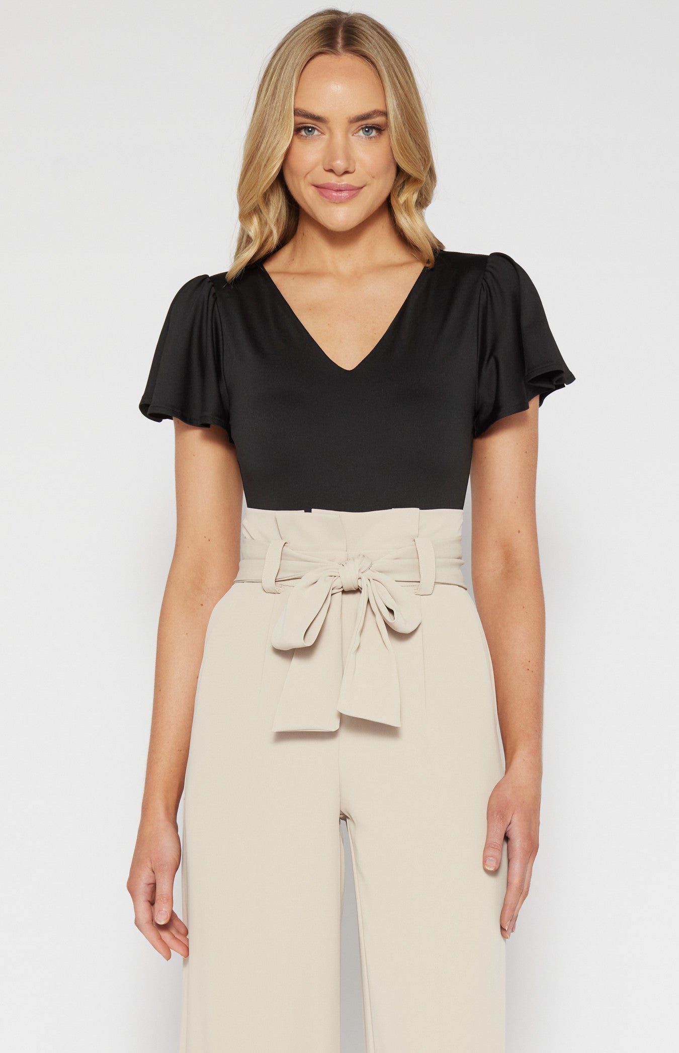 Stretch Bodysuit With Butterfly Sleeves