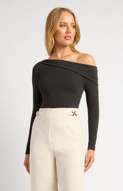 One Shoulder Long Sleeve Jersey Bodysuit