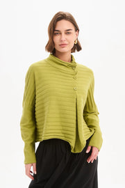 Cowl Neck Button Knit - Deep Citrus