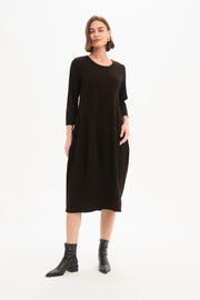 DIAGONAL SEAM KNIT DRESS - Chocolate