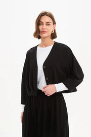 PLEAT HEM CROP CARDIGAN