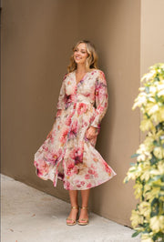 Vintage peony button thru dress - Cream