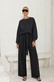 ultra soft fleece lined wide leg sweat pants